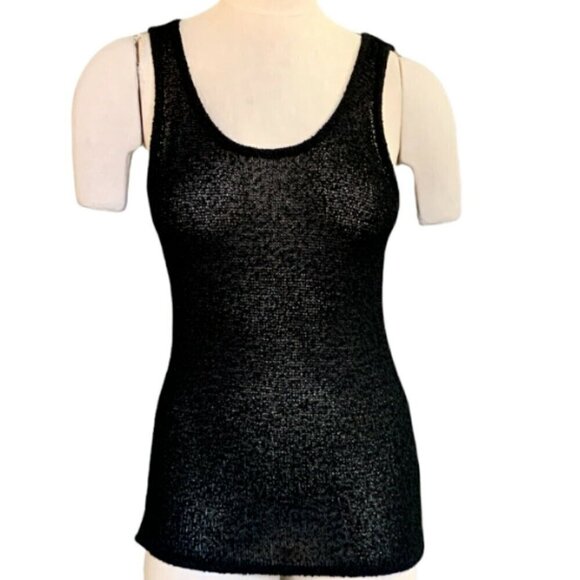 Chico's Sz 1 (M/8) Black Textured Knit Sleeveless Tank Top #1A - Picture 1 of 6